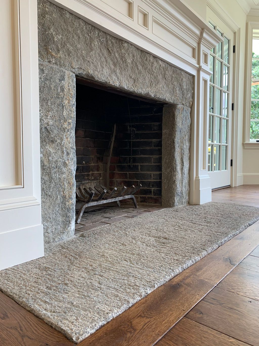 Reclaimed First Generation Granite Curbstone Fire Feature Hearth