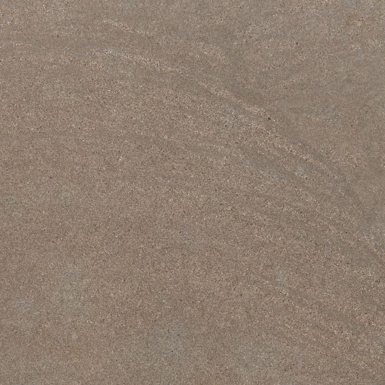 Swatch image for Sandstone - Bretagna Brown. The surface finish shown is honed. Dominant colors shown are brown and tan; with green, purple and tan secondaries. The color mix creates a warm feeling. Regular and linear color patterns.