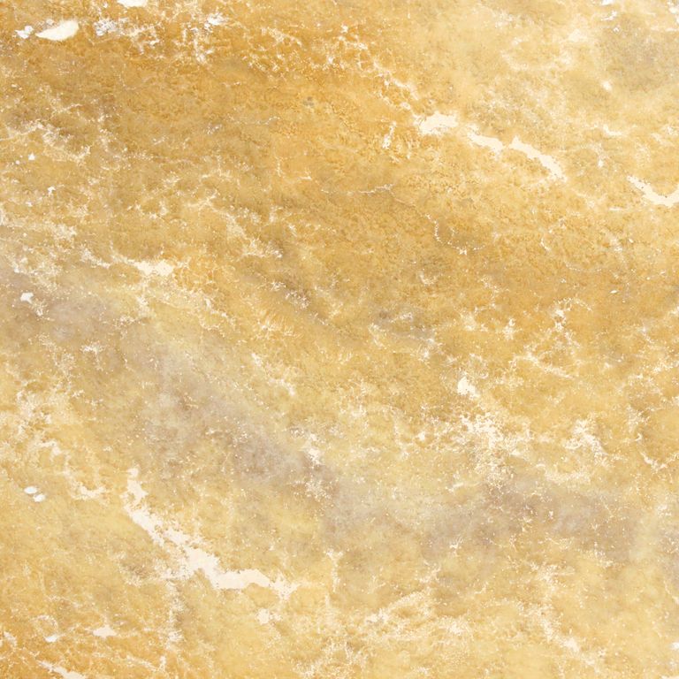 Feature image for Scabos® Travertine. The surface finish shown is tumbled. Dominant colors shown are orange/rust and tan. Exhibits 