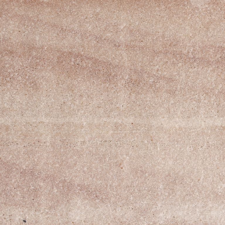 Color/Finish variation image for Harvest Gold Sandstone. The surface finish shown is flamed. Dominant colors shown are beige, pink and tan. Exhibits 