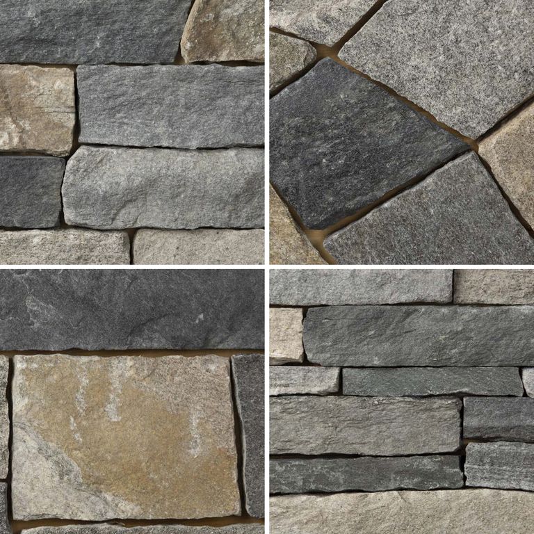 Best close-up image for Granite - Windsor Blend Tin Veneer. The dominant color shown is gray. The color mix creates a warm feeling. Streaked, fine speckled, speckled and random color patterns.