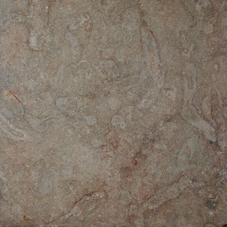 Color/Finish variation image for Limestone - Madison - Full Color. The surface finish shown is flamed. Dominant colors shown are gray, pink and tan. The color mix creates a warm feeling.