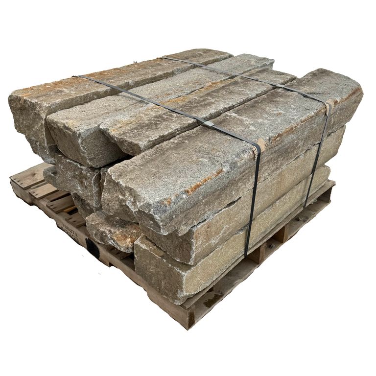 Oblique image for Granite- Reclaimed Curbstone - Junior. The surface finish shown is . Dominant colors shown are brown, gray and tan. The color mix creates a warm feeling.