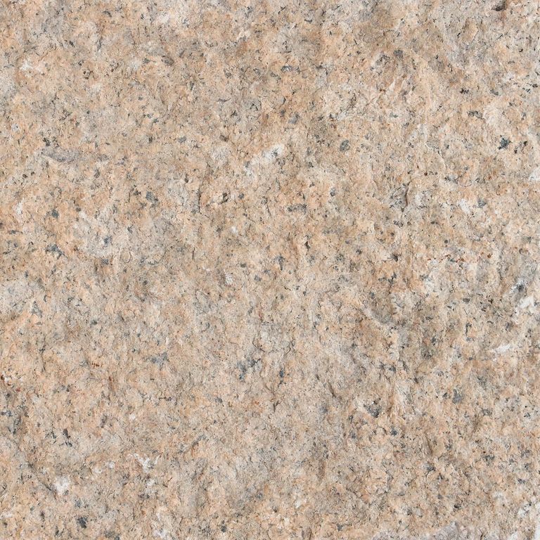 Color/Finish variation image for Reclaimed Footworn Granite Planks. Dominant colors shown are beige and tan; with brown, gray, orange/rust, pink and cream secondaries. The color mix creates a warm feeling. Speckled, fine speckled and blotched color patterns.