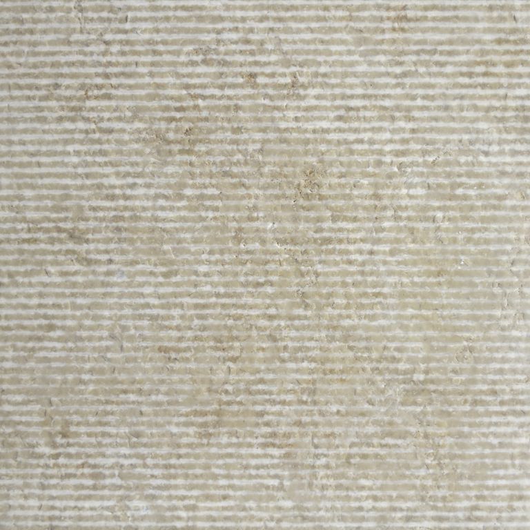 Color/Finish variation image for Mountain Hard Limestone - Beige. The surface finish shown is grooved. Dominant colors shown are beige and gray; with brown, white, tan and cream secondaries. The color mix creates a warm feeling. Regular, blotched and linear color patterns.