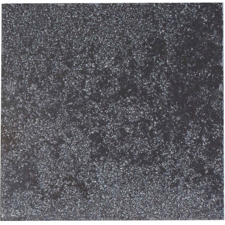 Color/Finish variation image for Limestone - Bahama Black. The surface finish shown is bush hammered. Dominant colors shown are black and gray; with a purple secondary. The color mix creates a cool feeling. Speckled and blotched color patterns.