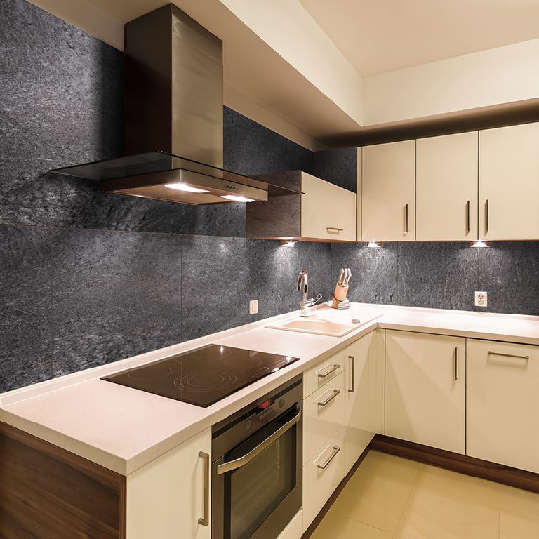 Application image for Quartzite - Amazon. The dominant color shown is gray. The color mix creates a cool feeling.