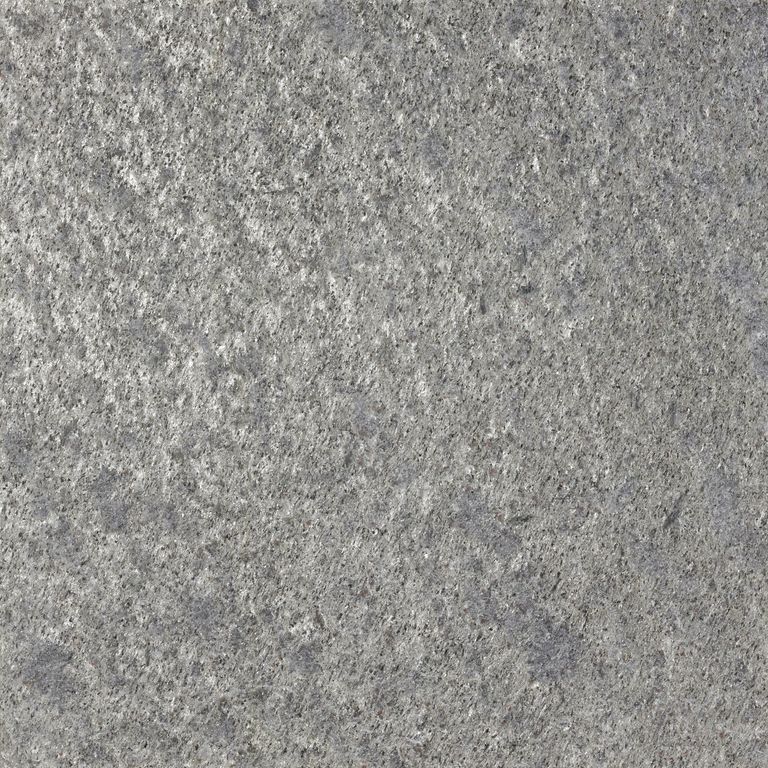 Color/Finish variation image for Metal Frost Quartzite. The surface finish shown is brushed. The dominant color shown is gray; with beige, blue, green, purple and white secondaries. The color mix creates a cool feeling. Regular, speckled and cloudy color patterns.
