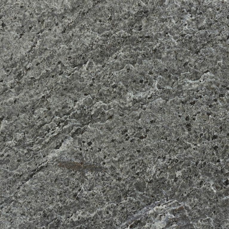 Color/Finish variation image for Silver Marine Quartzite. The surface finish shown is waterjet. Dominant colors shown are green and gray; with black, brown and purple secondaries. Exhibits 