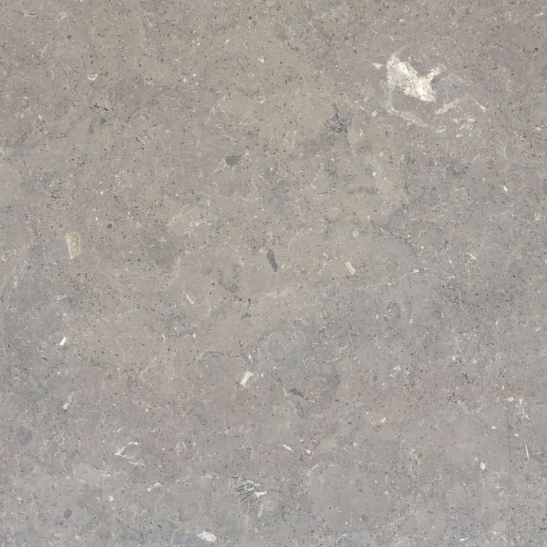 Best close-up image for Limestone - Sky Estrema. The surface finish shown is brushed. The dominant color shown is gray; with beige, blue, green, orange/rust, purple and tan secondaries. Exhibits 
