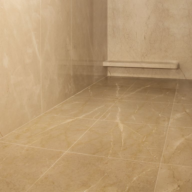 Application image for Limestone - Portuguese Alpine. The image shows this material being used for interior floor and thin veneer.
