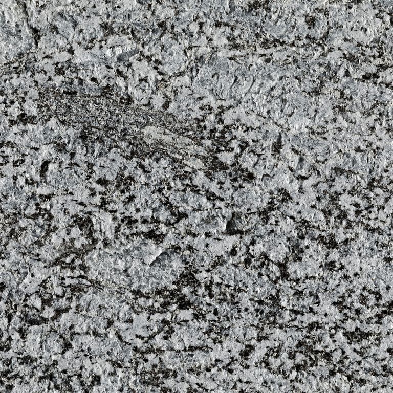 Color/Finish variation image for Blue Crystal Granite. The surface finish shown is sand blasted. The dominant color shown is gray; with black, green and white secondaries. Exhibits 