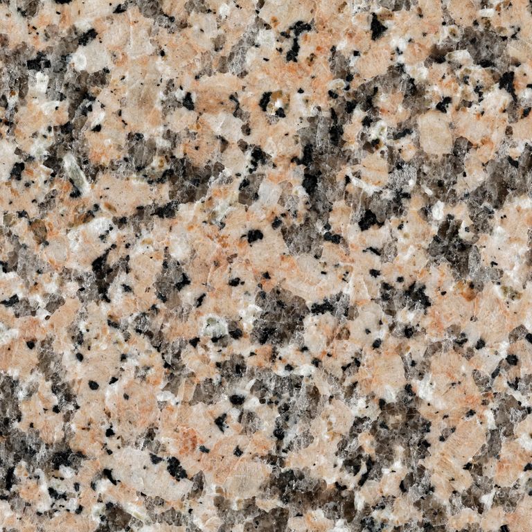 Feature image for Granite - Pink Porrino. The dominant color shown is pink; with black, orange/rust, pink, purple, white and cream secondaries. Exhibits 