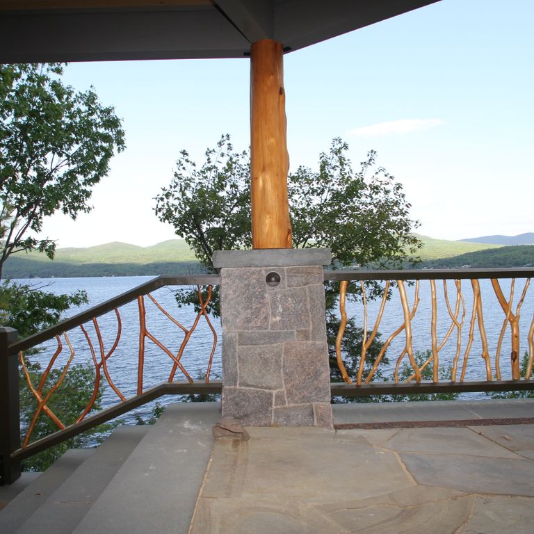 The image shows this material being used for posts and thin veneer.