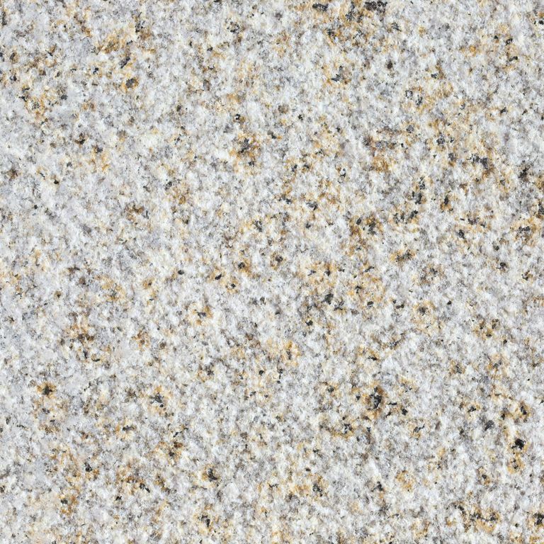 Feature image for Amber Granite - North. The surface finish shown is sand blasted. The dominant color shown is gray; with beige, orange/rust, white, tan and cream secondaries. The color mix creates a warm feeling. Blotched and coarse speckled color patterns. Contains some mica and mineral inclusions.