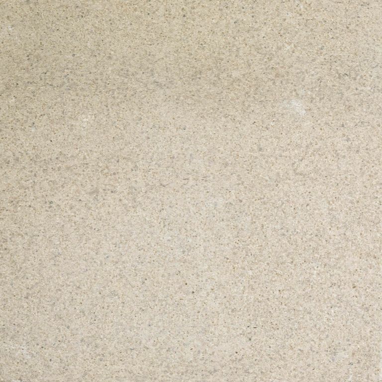 Color/Finish variation image for Silver Shadow Limestone. The surface finish shown is honed. The dominant color shown is beige; with gray, white, tan and cream secondaries. The color mix creates a warm feeling. Fine speckled color pattern.
