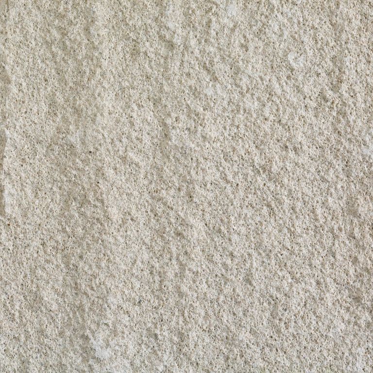Color/Finish variation image for Silver Shadow Limestone. The surface finish shown is sand blasted. Dominant colors shown are beige and gray; with white, tan and cream secondaries. The color mix creates a warm feeling. Fine speckled color pattern.