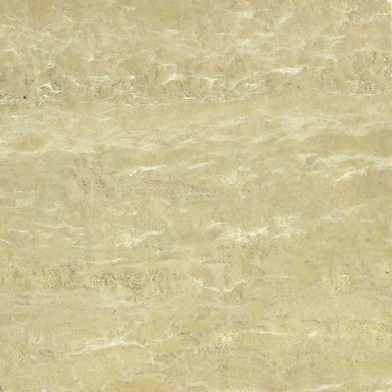 Color/Finish variation image for Northern Buff Limestone. The surface finishes shown are antiqued and brushed. Dominant colors shown are beige, yellow and tan; with orange/rust and cream secondaries. Exhibits 