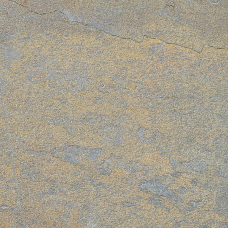 Color/Finish variation image for Bluestone Natural Cleft - Rust Tones. Dominant colors shown are brown, gray and tan; with green and orange/rust secondaries. Exhibits 
