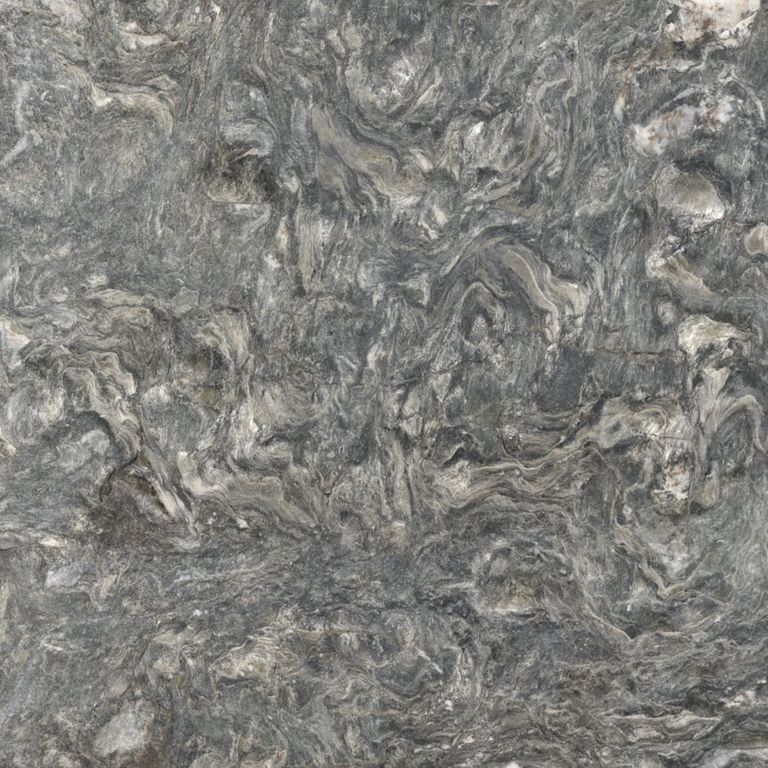 Feature image for Duck Cove Schist. Dominant colors shown are green and gray; with beige, brown and purple secondaries. Exhibits 