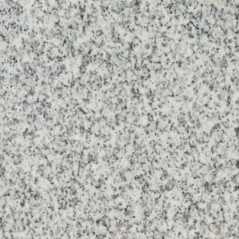 Feature image for Sesame Granite. Dominant colors shown are gray and white; with beige and cream secondaries. The color mix creates a cool feeling. Speckled and coarse speckled color patterns. Contains some mica.