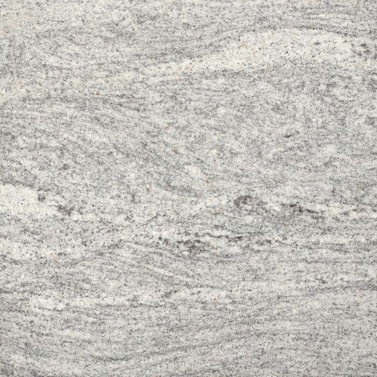 Color/Finish variation image for Granite - Silver Cloud. The dominant color shown is gray; with pink, white and cream secondaries. Exhibits 