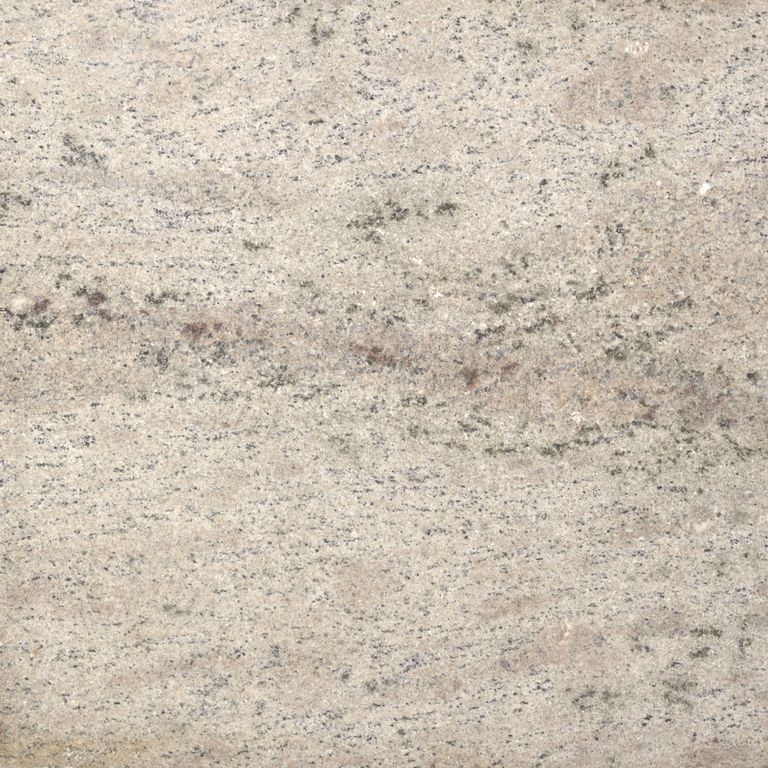 Close-up image for Phoenician Buff Granite. The surface finish shown is sand blasted. The dominant color shown is beige; with gray, pink, tan and cream secondaries. Exhibits 