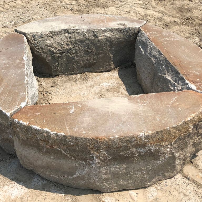Application image for Granite - Reclaimed D-Radius Curbstone. Dominant colors shown are beige and gray. The color mix creates a warm feeling.