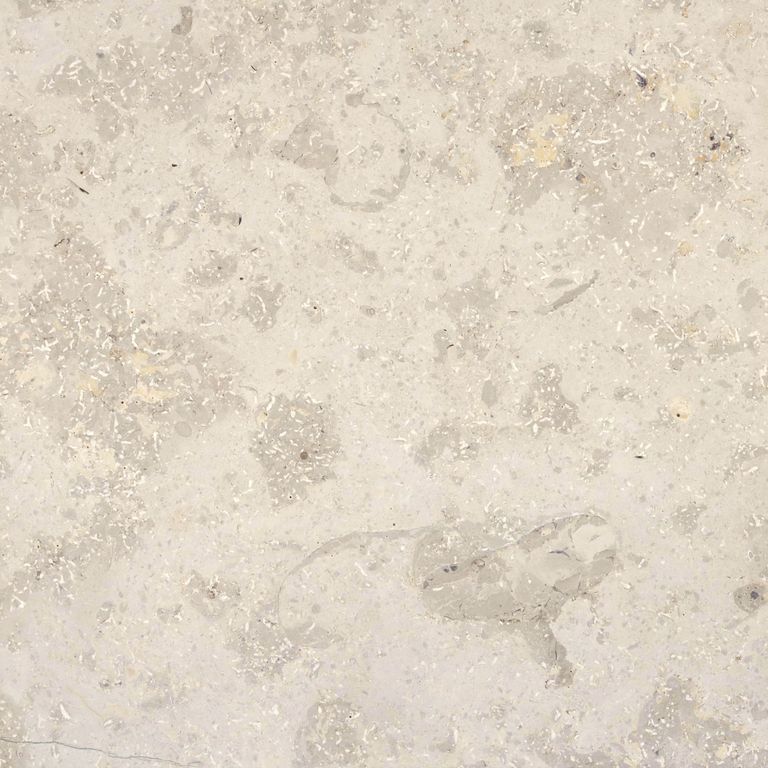 Color/Finish variation image for Limestone - Bavarian Gala. The surface finish shown is honed. Dominant colors shown are beige, tan and cream. The color mix creates a warm feeling. Blotched color pattern.