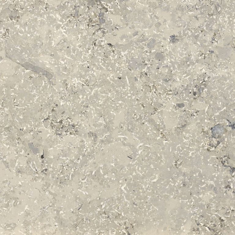 Color/Finish variation image for Limestone - Bavarian Gala. The surface finish shown is honed. The dominant color shown is beige. The color mix creates a warm feeling. Blotched and cloudy color patterns.