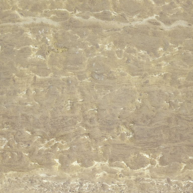 Feature image for Sunset Canyon Limestone. Dominant colors shown are beige and tan; with brown, gray, yellow and cream secondaries. Exhibits 