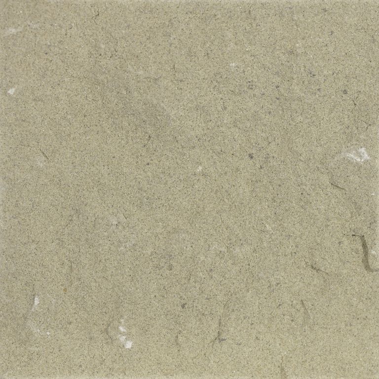 Color/Finish variation image for Golden Sandstone. The surface finish shown is split-face. The dominant color shown is tan; with beige, green, gray and orange/rust secondaries. The color mix creates a warm feeling. Fine speckled and cloudy color patterns.