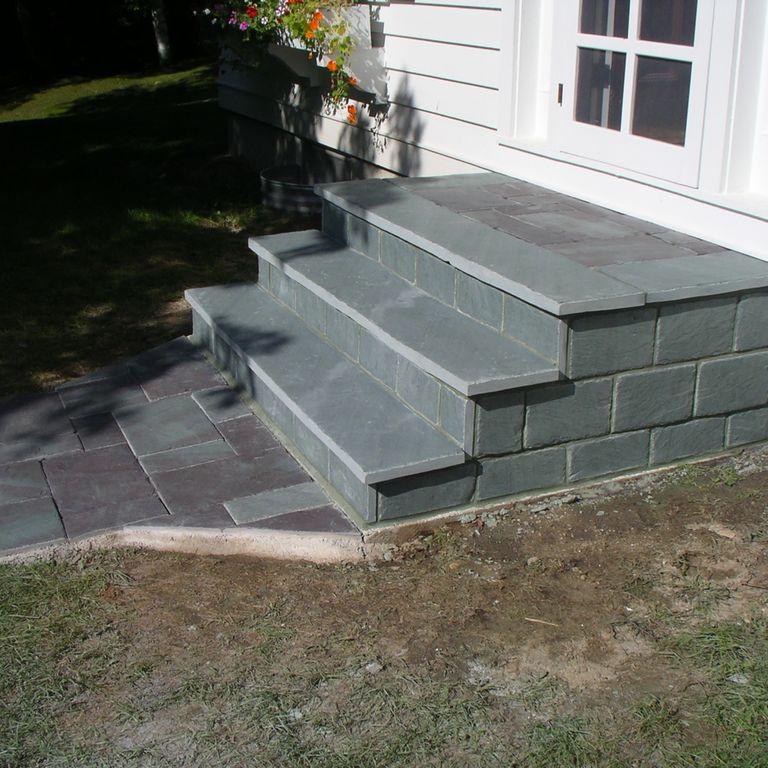 The image shows this material being used for path pavers and landings.