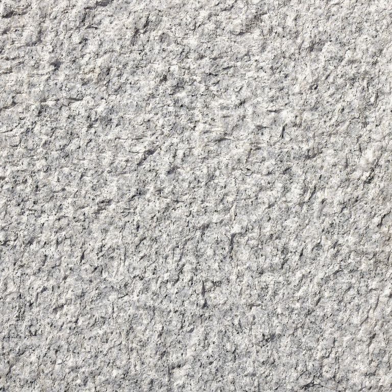 Color/Finish variation image for Granite Pavers - Square - Gray. The surface finish shown is coarse bush hammered. The dominant color shown is gray; with beige, white and cream secondaries. The color mix creates a cool feeling. Regular, speckled and swirled color patterns.