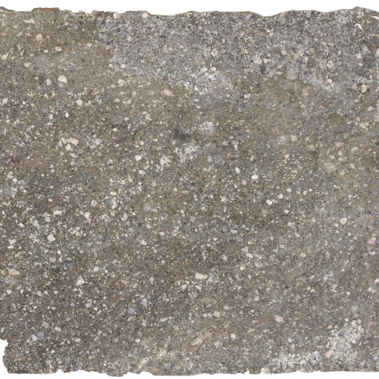 Best close-up image for Porphyry - Imperial Roman Brown Ocra. The surface finish shown is natural. Dominant colors shown are gray and purple; with beige, brown, orange/rust, white and tan secondaries. The color mix creates a warm feeling. Speckled, blotched and coarse speckled color patterns.