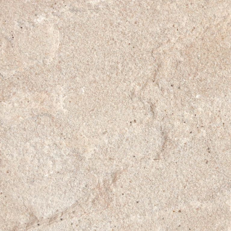 Color/Finish variation image for Golden Fossil Sandstone. Dominant colors shown are beige and tan; with orange/rust, pink and cream secondaries. The color mix creates a warm feeling. Cloudy color pattern.