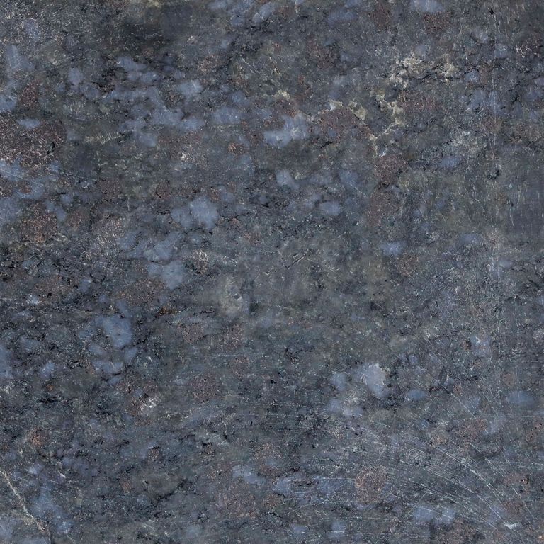 The surface finish shown is honed. Dominant colors shown are blue and gray. The color mix creates a cool feeling. Coarse speckled color pattern.