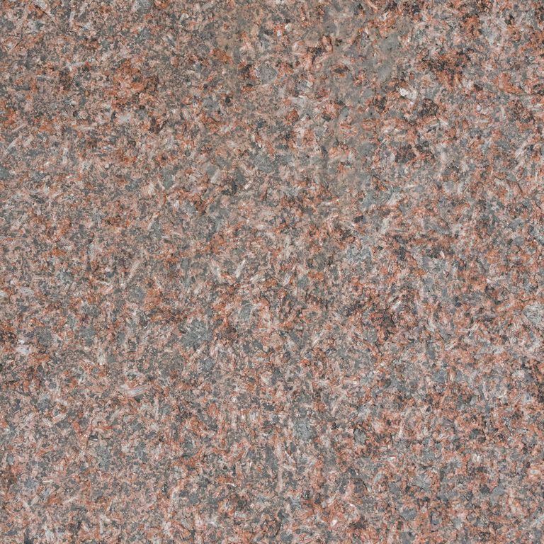 Color/Finish variation image for Granite - Princess Red. The surface finish shown is flamed. The dominant color shown is red. The color mix creates a warm feeling. Speckled and coarse speckled color patterns.