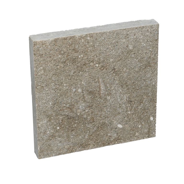 Color/Finish variation image for Veneto Olivo Limestone - Pavers. The surface finish shown is sand blasted. The dominant color shown is gray. The color mix creates a warm feeling.