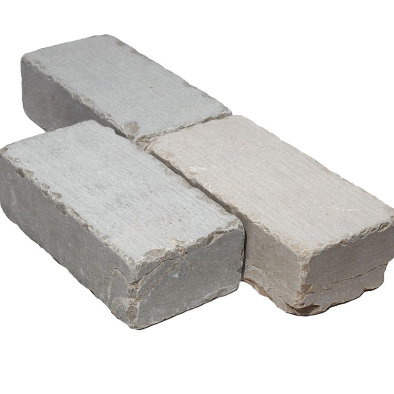 Feature image for Portugese Amaza Estrema Limestone - Cobblestone - Tumbled. The surface finish shown is tumbled. Dominant colors shown are beige and gray.