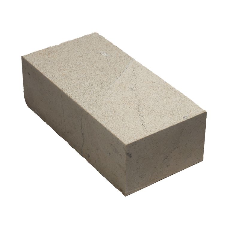 Oblique image for Portuguese Pacific Beige Limestone - Cobblestone - Sandblasted. The surface finish shown is sand blasted. Dominant colors shown are beige and tan. The color mix creates a warm feeling.