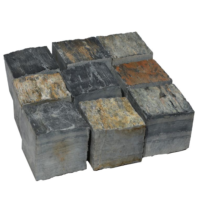 Black Schist Cobblestone - Natural Cleft Cubes