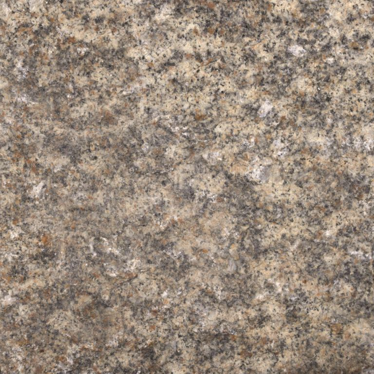 Color/Finish variation image for Reclaimed Footworn Granite Plank Pavers. Dominant colors shown are brown and tan; with beige, gray, orange/rust and purple secondaries. The color mix creates a warm feeling. Coarse speckled and blotched color patterns.
