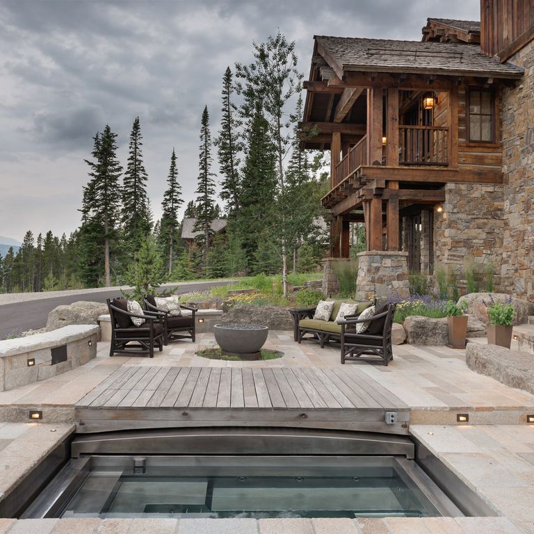 Application image for Reclaimed Footworn Granite - Plank Pavers. The image shows this product being used for pool coping, patio pavers and pool deck pavers. The surface finish shown is . The dominant color shown is beige. The color mix creates a warm feeling.