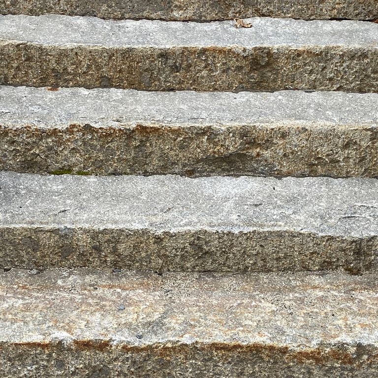Reclaimed First Generation Curbstone - Textured Riser and Tread Steps