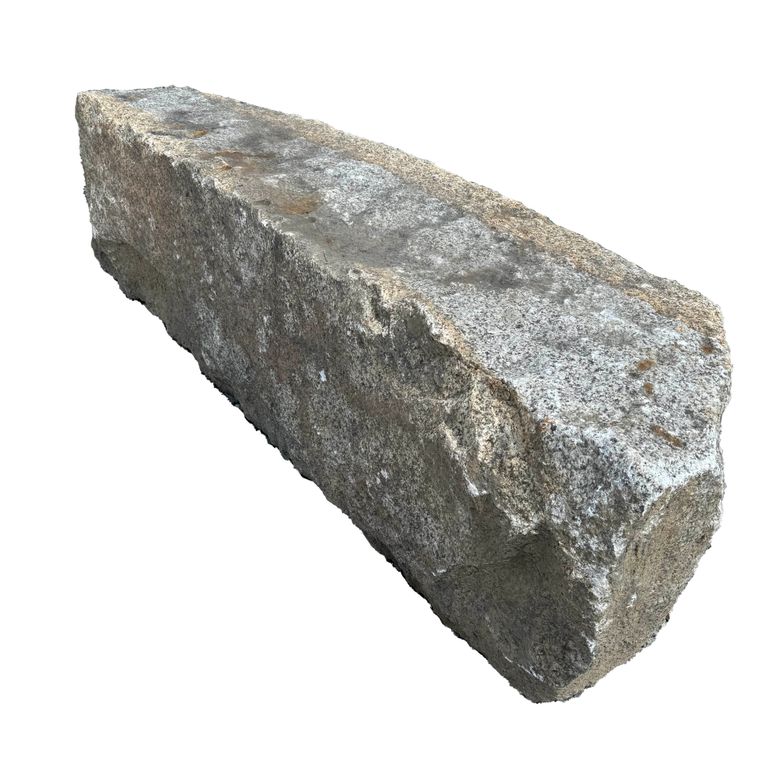 Oblique image for Granite - Reclaimed Block - Benches. The surface finish shown is . The dominant color shown is gray. The color mix creates a warm feeling. Regular color pattern.