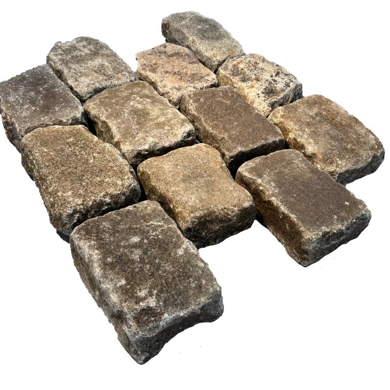 Application image for Reclaimed Swedish Granite Cobblestones - Antiqued Surface. The surface finish shown is . Dominant colors shown are brown and tan. The color mix creates a warm feeling.