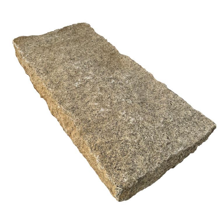 Oblique image for Granite - Reclaimed Rustic Plank -  Pavers. Dominant colors shown are brown and tan. The color mix creates a warm feeling.