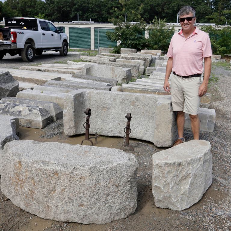Application image for Granite - Reclaimed D-Radius Curbstone - Fire Pit. The dominant color shown is gray.