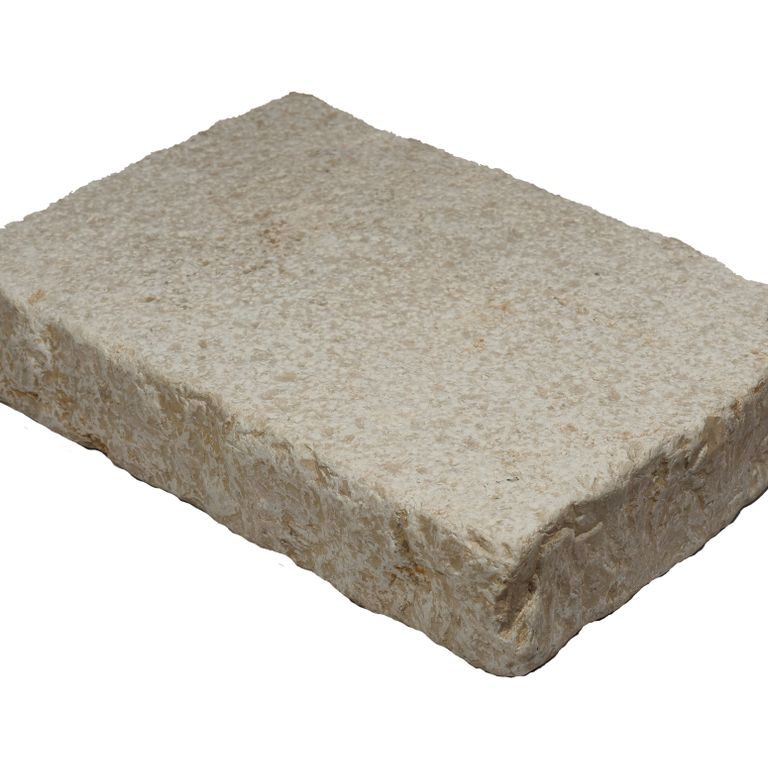 Color/Finish variation image for Mountain Hard Limestone - Cobblestone Mix. The surface finish shown is . Dominant colors shown are tan and cream. The color mix creates a warm feeling.